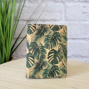 Tropical Wallet, Cork Slim Wallet, Palm leaves, Vegan wallet for women, Tropical accessories, Small cute wallet, Mini wallet, Cork gift idea