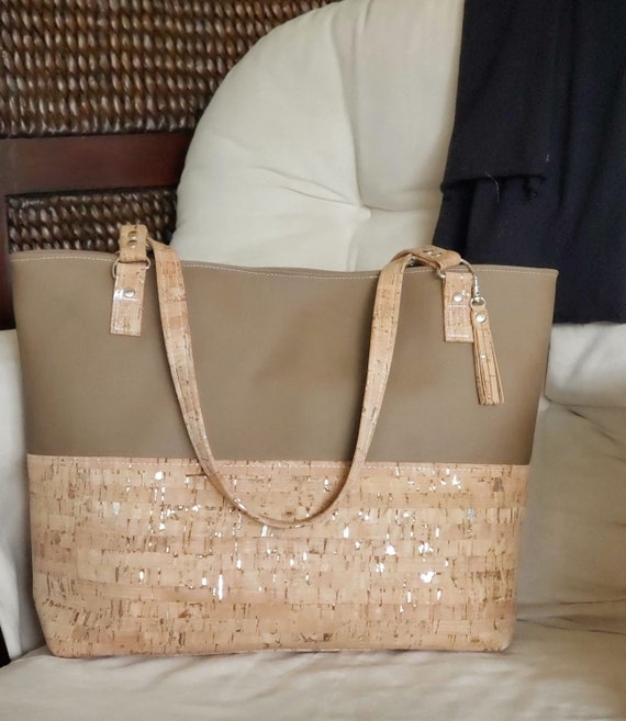 Work Bag Women Work Tote Laptop Bag Cork Bag Everyday Bag Etsy