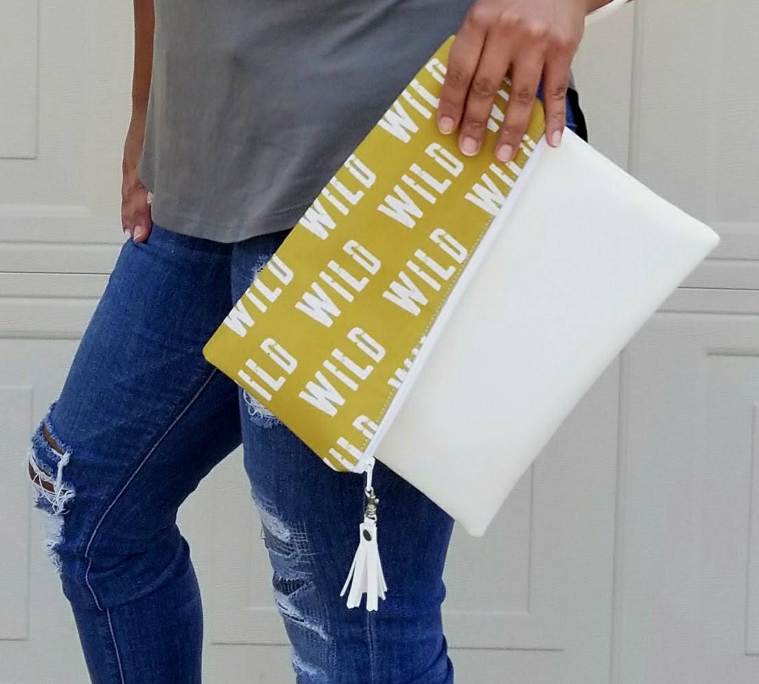 mustard yellow clutch purse