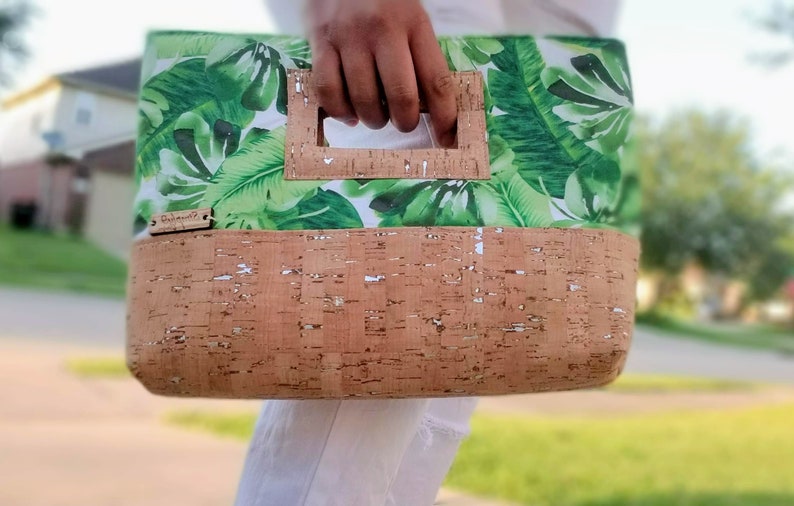 Cork Handbag Palm Print Cork Leather Clutch Purse Clutch Etsy
