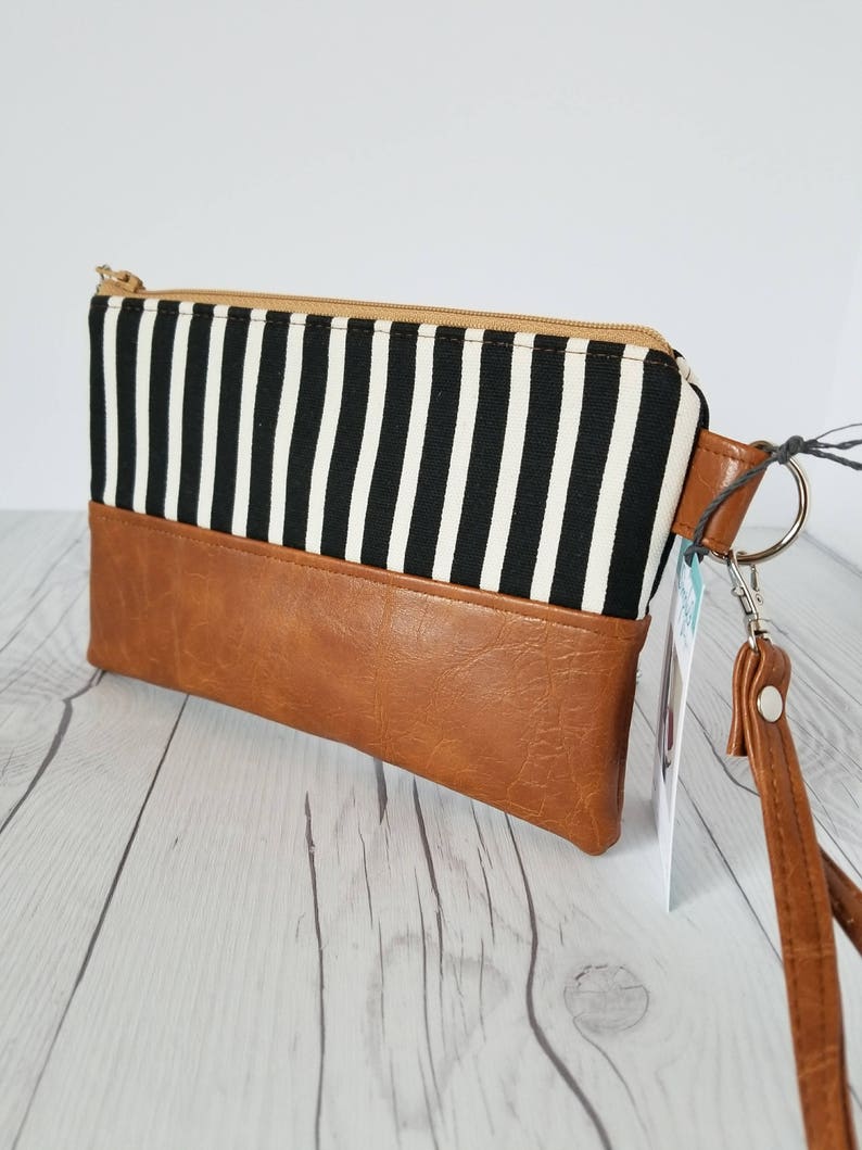 Black White Striped Wristlet Wristlet Wallet Womens Wallet Etsy