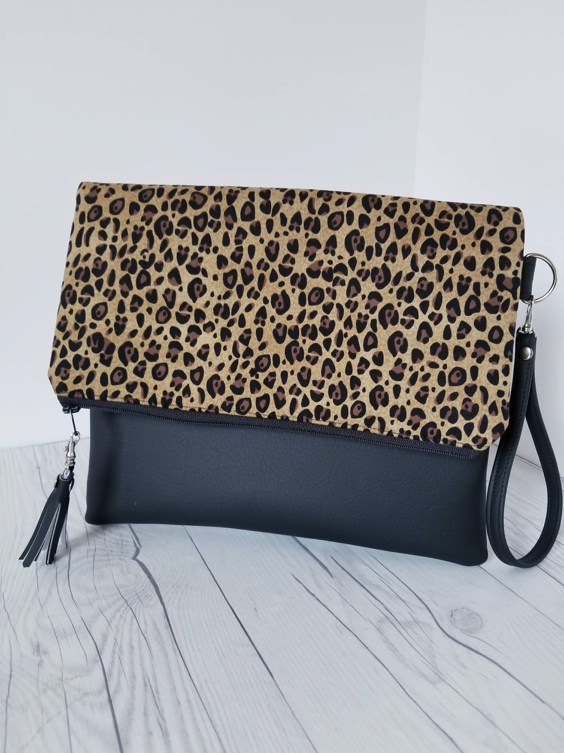 Leopard Clutch Bag Clutch Purse Faux Leather Clutch Large Etsy