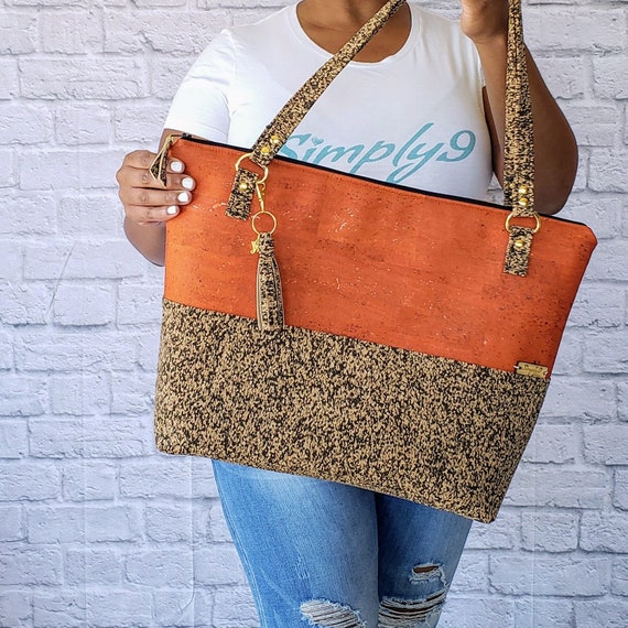 Work Bag Women Work Tote Laptop Bag Cork Bag Everyday Bag Etsy