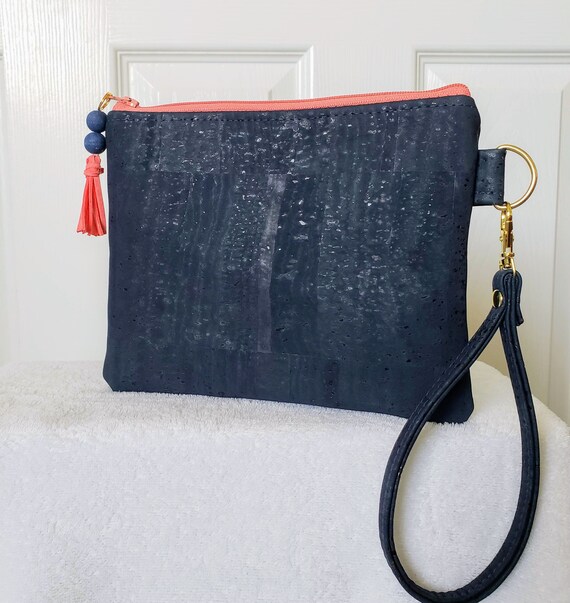 navy wristlet bag