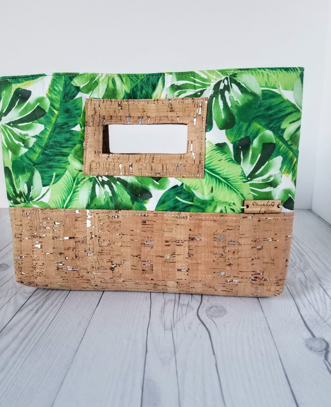 Cork Handbag Palm Print Cork Leather Clutch Purse Clutch Etsy