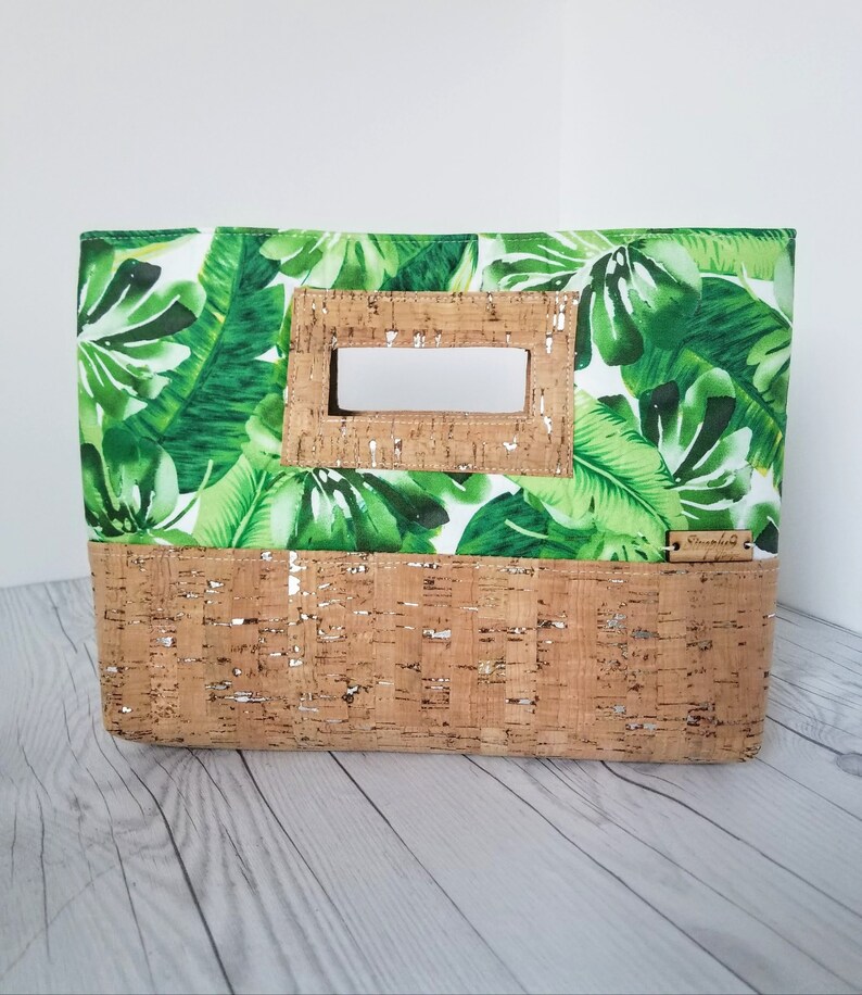 Cork Handbag Palm Print Cork Leather Clutch Purse Clutch Etsy