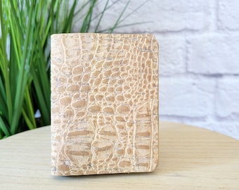 Alligator Wallet, Cork Slim Wallet, Vegan wallet for women, Credit card holder, Small cute wallet, Mini wallet purse, Cork gift idea, Bifold