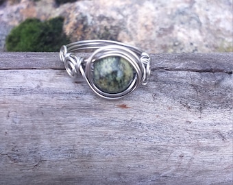Elven ring, Celtic, original, stainless steel, serpentine, green stone, natural stone, gift idea, women's gift, Christmas