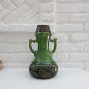 Vintage MCM Belgium Green Vase - Mid-Century Ceramic