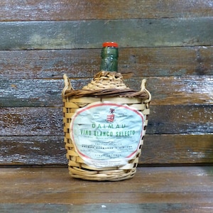 Vintage Wicker Covered Demijohn Wine Bottle