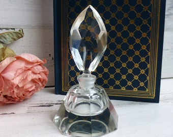 Vintage Crystal Perfume Bottle with Large Glass Stopper