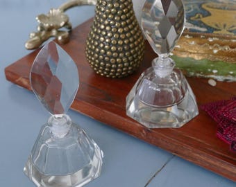 Vintage Crystal Perfume Bottle Cut Glass Stopper