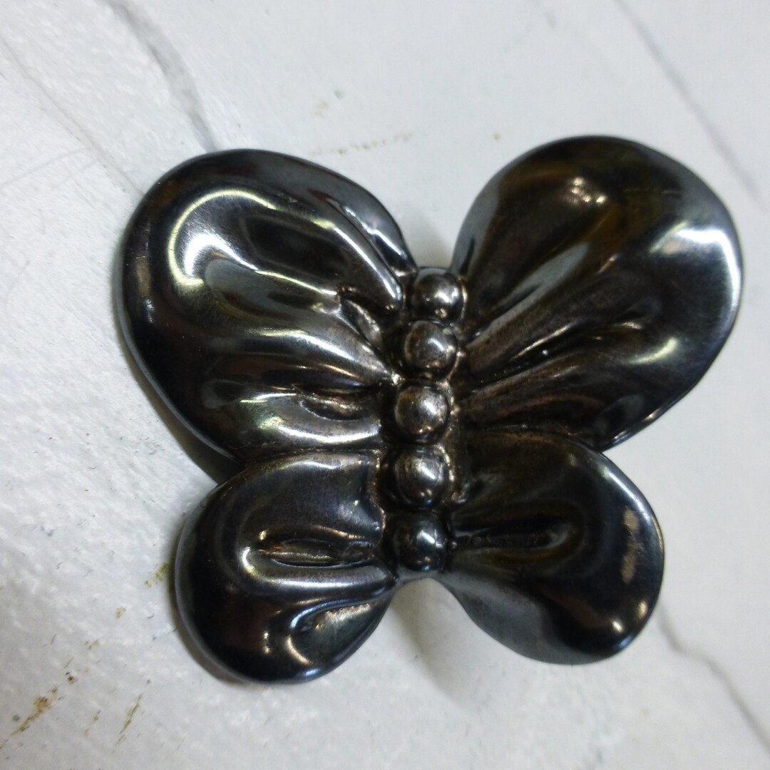 Modernist Sterling Silver Butterfly Brooch Signed Bat-Ami 925 