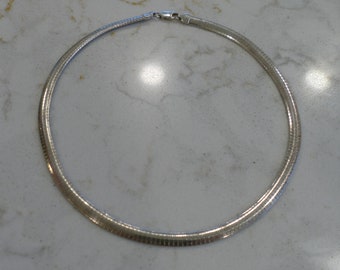 Vintage 16" Italian Sterling Silver 6.35mm Omega Necklace Choker