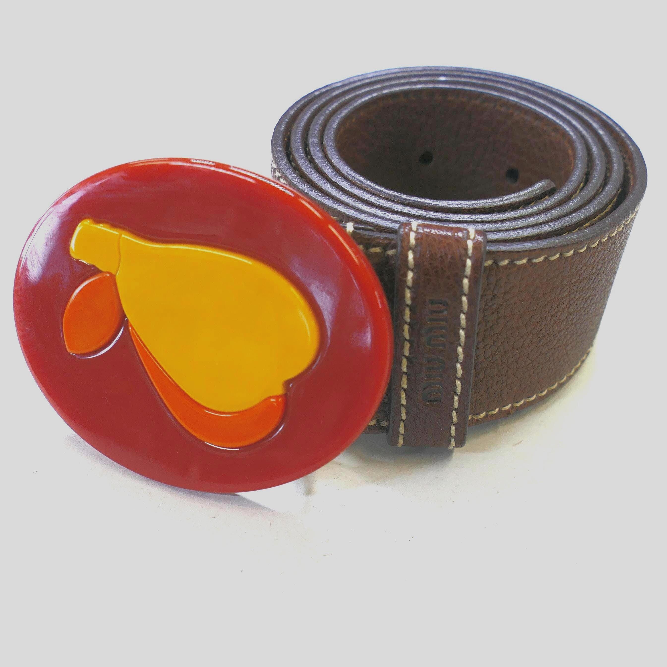 Miu Miu Red Suede Leather Belt Gold Buckle Vintage Y2K 2000s Made in Italy Vintage Miu Miu Belts - 2 For Sale at 1stDibs main image 4
