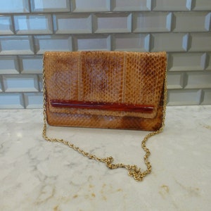 Bolso de mano vintage de piel de serpiente - Correa de cadena de bolso Palizzio