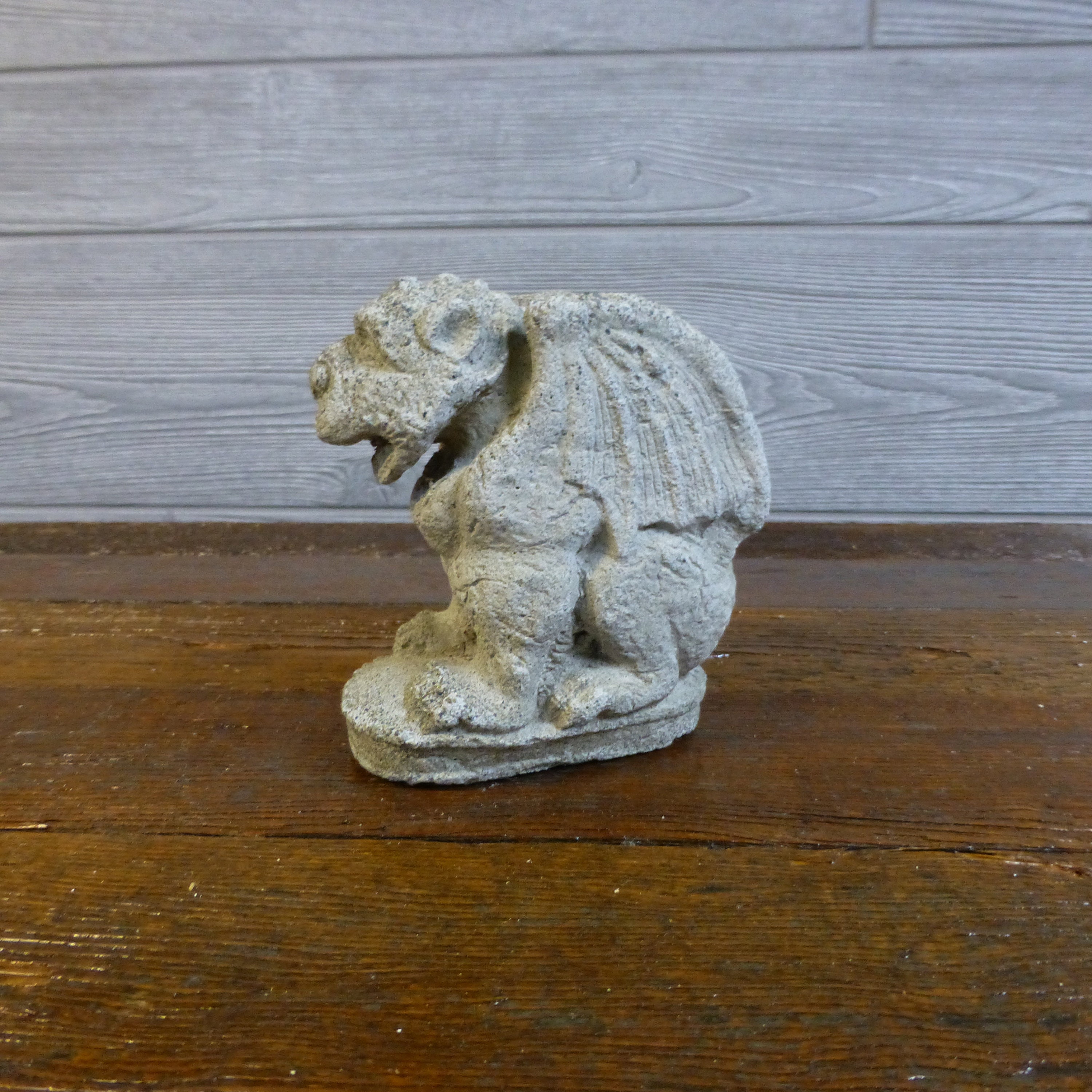 Vintage Winged Smiling Gargoyle Garden Statue Cement Small Etsy