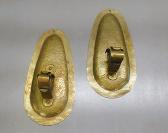 Vintage Arts & Crafts Copper Wall Candle Holder Sconces - Pair
