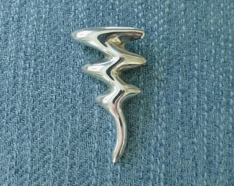 Taxco Sterling Silver Zig Zag Pendant or Brooch, Vintage Modernist 925 Pin