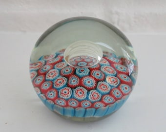 Vintage Murano Millefiori Glass Paperweight Controlled Bubble