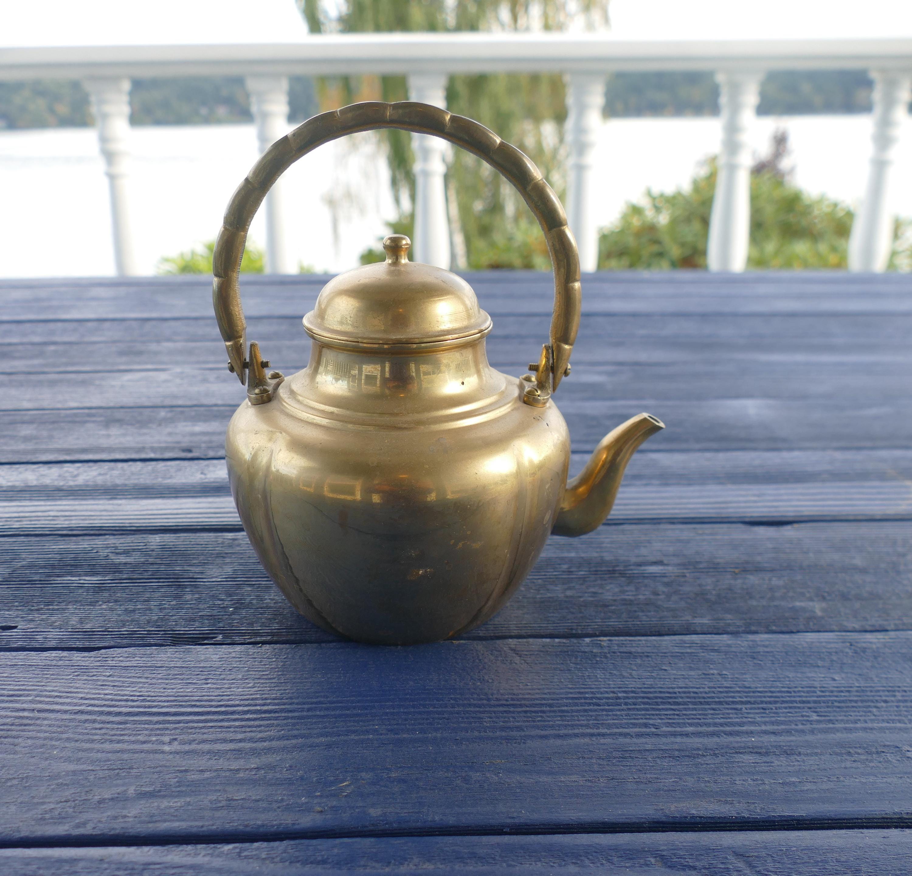 Théière Verseuse Indienne Vintage En Bronze/laiton Doré - Sans Marque