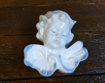 Vintage Porcelain Cherub Ring Box Trinket Keepsake Holder