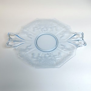 Fostoria Blue Versailles Azure Lemon Plate with Bow Handle