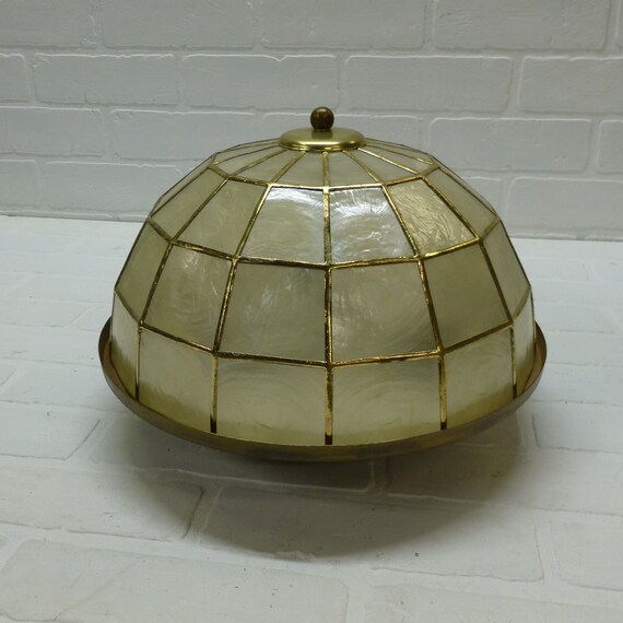 Vintage Feldman Lighting Co Capiz Shell Brass Flush Mount Etsy