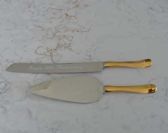 Gerity Silver 50th Anniversary Cake Knife & Server - Perfect Anniversary Gift