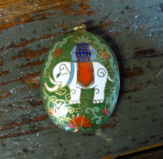 Cloisonné Elephant Pendant - Good Luck Jewelry Gift