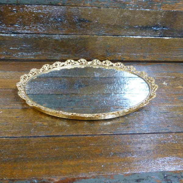 Vintage Gold Matson Stylebuilt Mirrored Perfume Vanity Tray