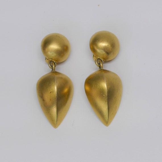 Vintage Givenchy Brushed Gold Earrings -Signed