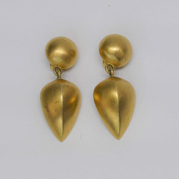 Vintage Givenchy Brushed Gold Clip-on Earrings - Etsy display picture 1