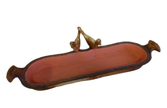 Vintage Cast Iron Bird Feeder Rusty Chippy Finish Coral Etsy