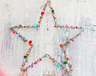 Large pearl star pendant colorful diameter approx. 32 cm #MoiMemeHamburg