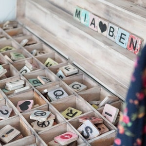 Letra en estilo boho-vintage, DIY, Scrabble, personalizable