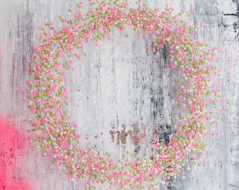 Pearl wreath 39 cm green/pink #Hamburg