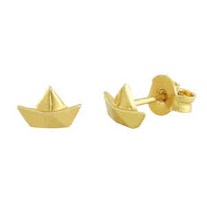 Boucles d&#39;oreilles clous plaquées or Boat Ahoy