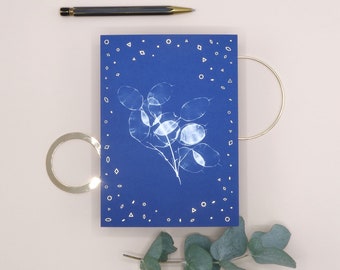 Grußkarte Ehrlichkeit - Cyanotype Design - Goldfolie Finish - FSC Papier - blau - analoge Fotografie - stationär - Umschlag
