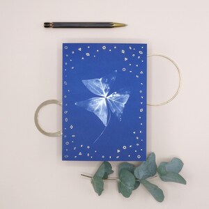 Wenskaart Japanse Driehoek - Cyanotype ontwerp - Gouden folie afwerking - FSC papier - blauw - analoge fotografie - stationair - envelop