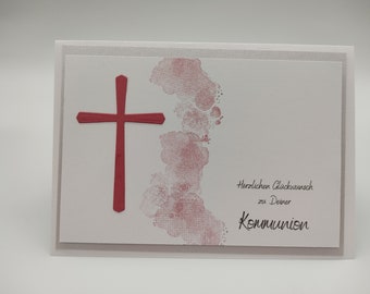 Kommunionkarte mit Umschlag Karte zur Kommunion Kreuz Geldgeschenk