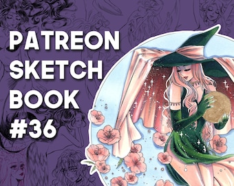 Patreon Sketchbook PDF #36 | Art for Adults with Mermaids, downloadable, process scans