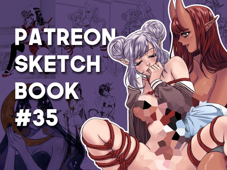 Patreon Sketchbook PDF 35 Art for Adults, downloadable, process scans image 1