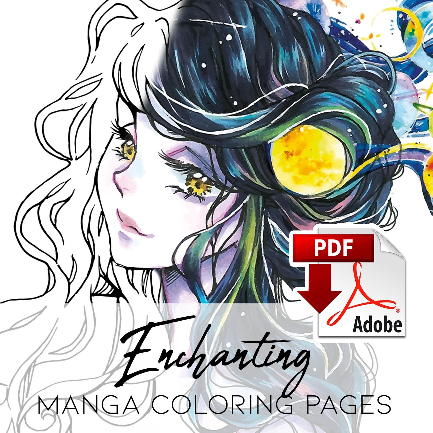 Manga Coloring Pages Printable Coloring Sheets Etsy