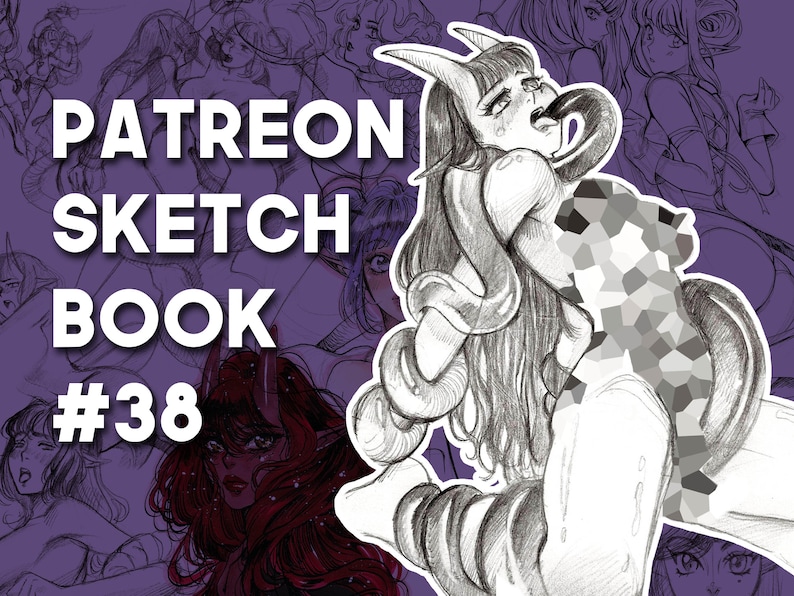 Patreon Sketchbook PDF 38 Downloadable, Digital sketchbook, Art for adults image 1