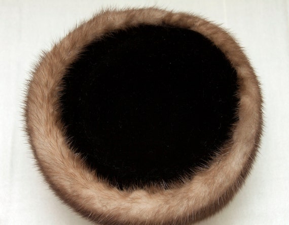 Vintage McAllister's Brown Black Mink Pillbox Hat - image 3