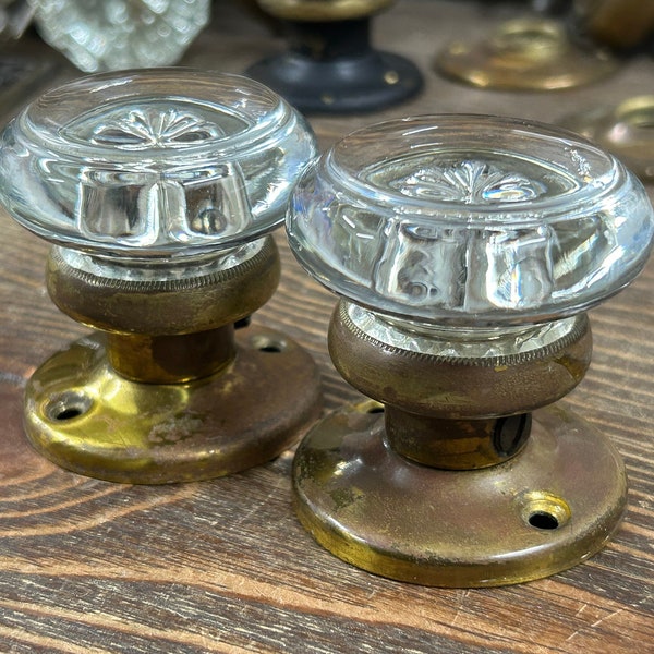 Antique Round Brass Knobs Etsy