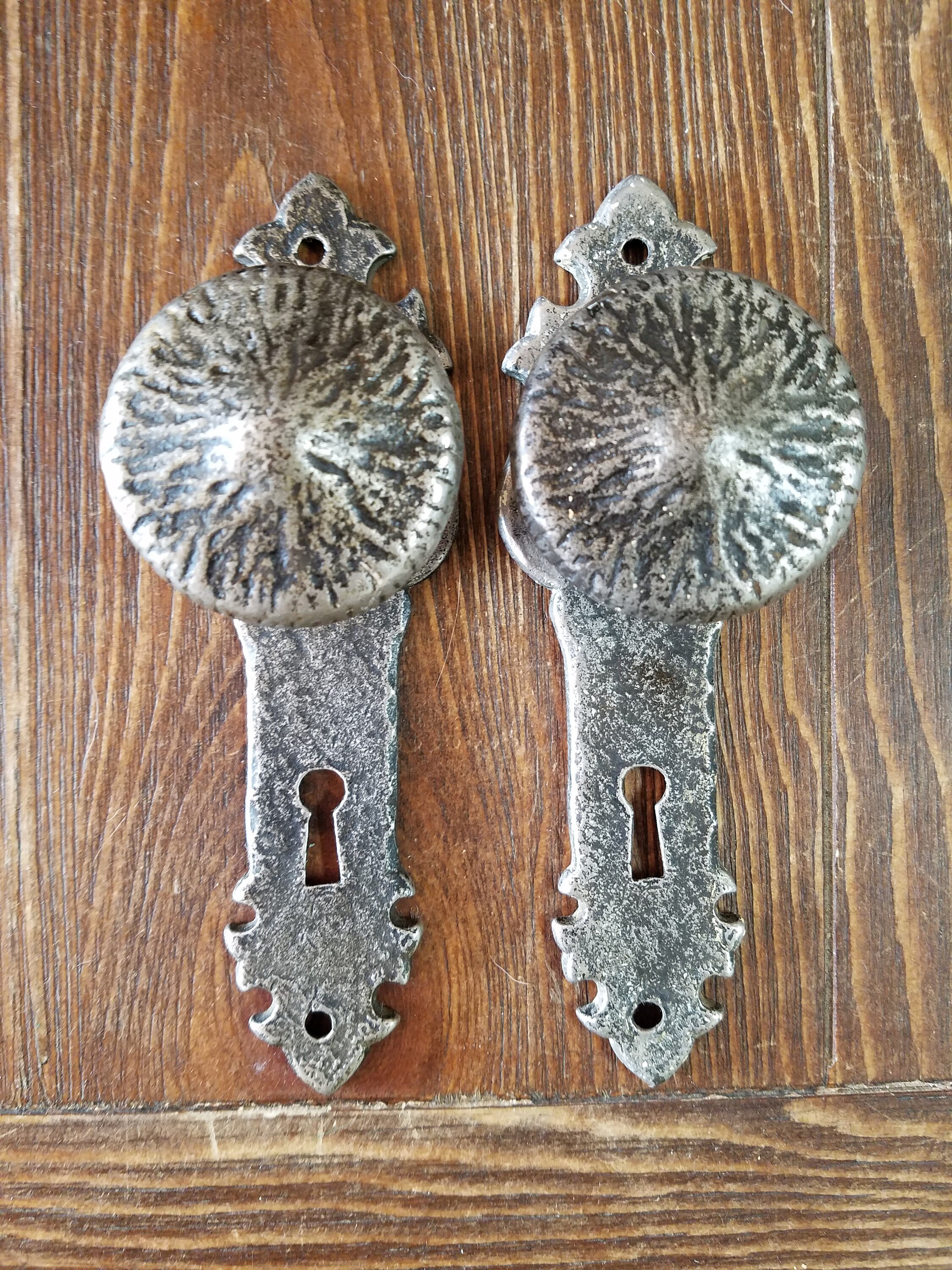 Antique Dummy Door Knobs Cast Iron Gothic Revival Hammered Etsy