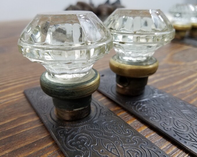 Antique Dummy Door Knobs, 16 Flute Flatfaced Glass on Russell Villa