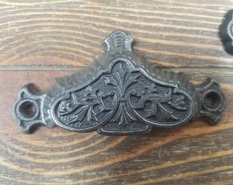 Drawer Pull Handles, Antique Cast Iron Victorian, Sold by Each, ca 1873